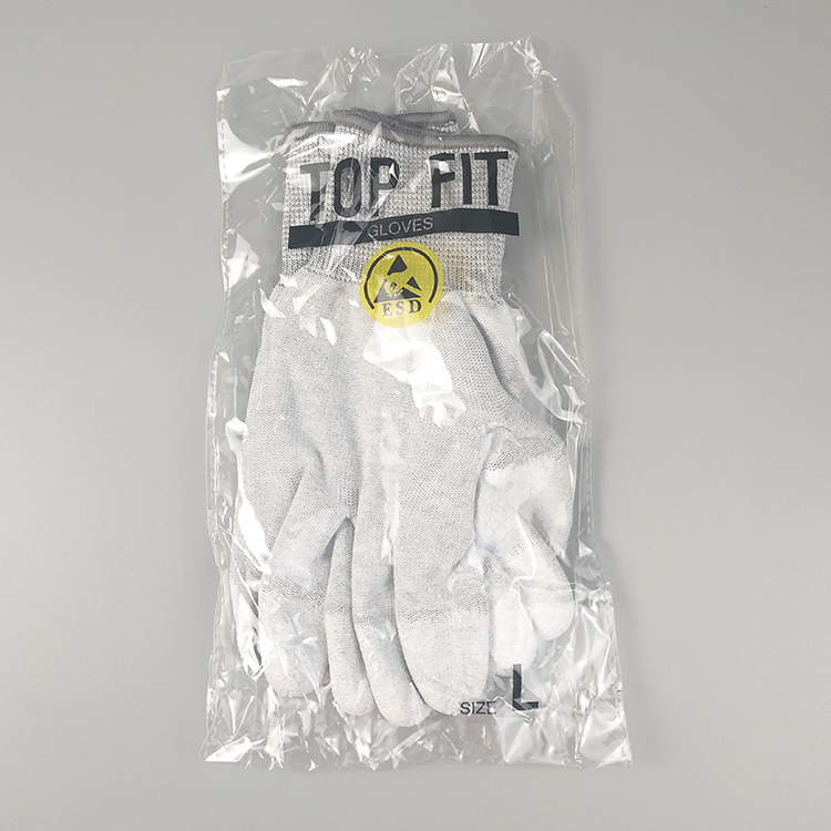 Carbon Fiber PU Fingertip Coated Nylon  Glove