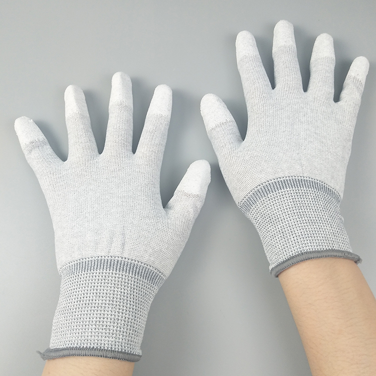 Carbon Fiber PU Fingertip Coated Nylon  Glove