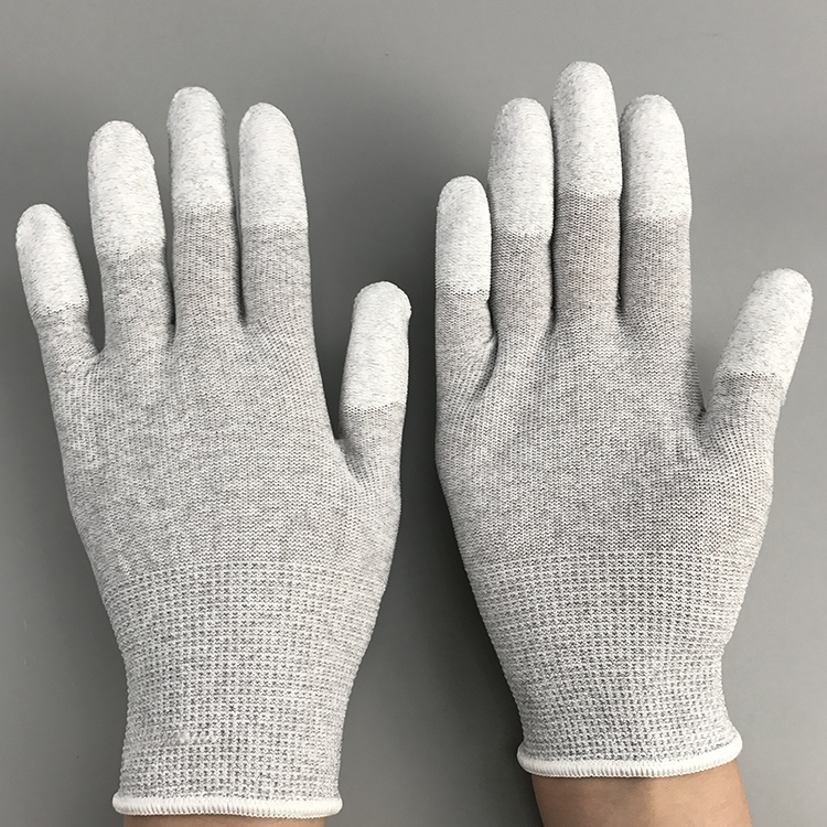 Carbon Fiber Nylon ESD Finger PU Coated Glove