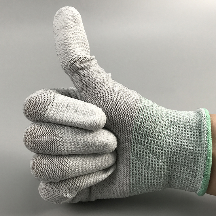 Carbon Fiber Nylon ESD Finger PU Coated Glove