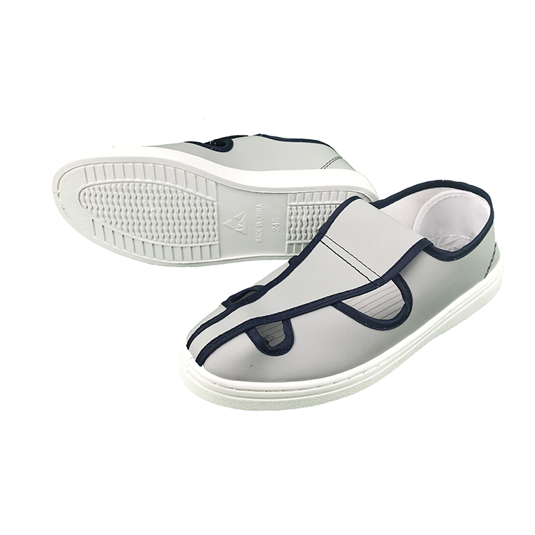 PVC Outsole Four Holes ESD Leather Shoes  